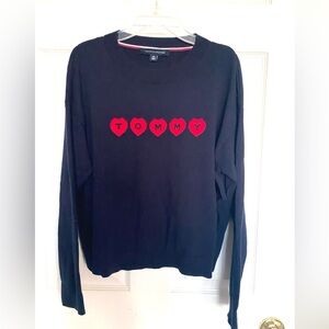 Tommy Hilfiger Navy Blue Sweater with Red Heart Logo